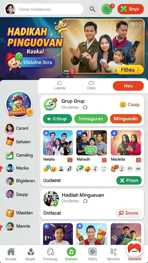 juta7 - Tampilan utama JUTA7 dengan karakter dinamis.
